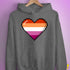 Lesbian Pride 8-Bit Pixel Heart Hoodie - Grey Heather